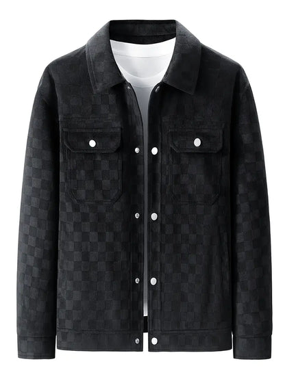 Mavrick Checkered Suede Jacket