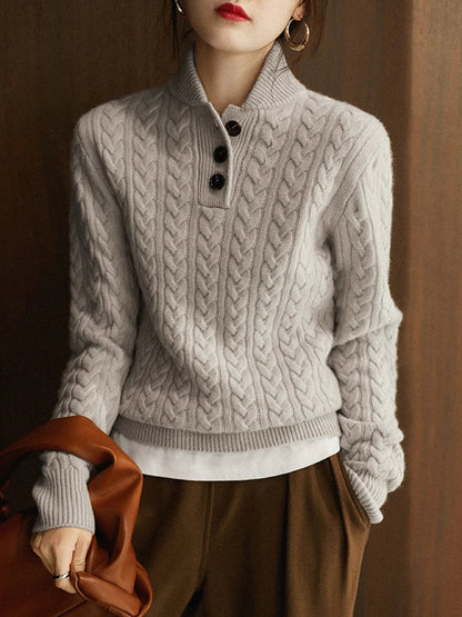 Arden Button-Up Cashmere Sweater