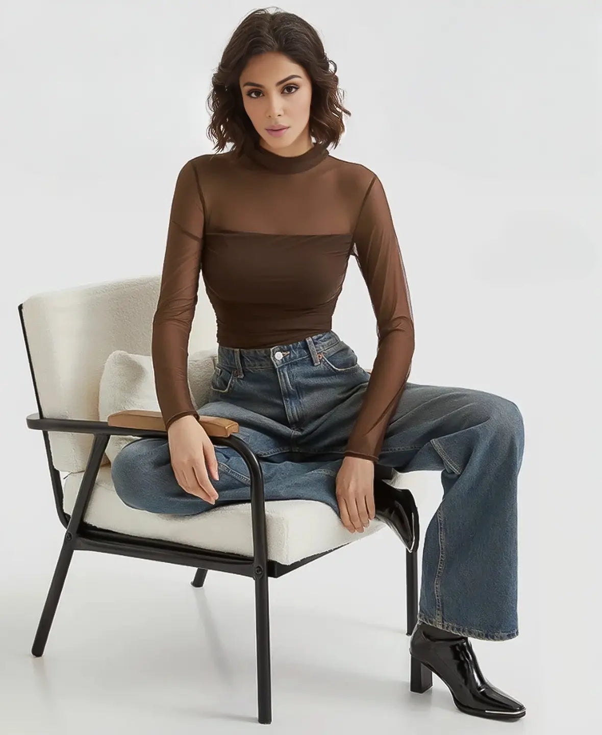 Éclat™ Sheer Mesh Turtleneck Top