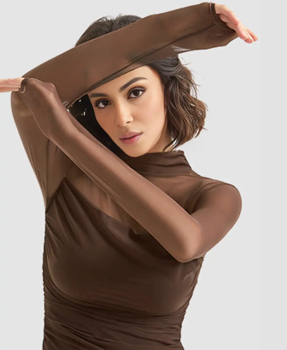 Éclat™ Sheer Mesh Turtleneck Top