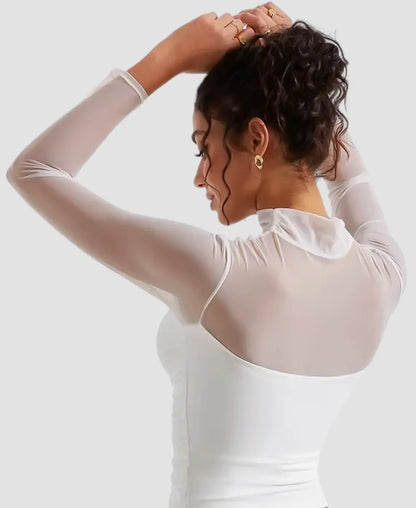 Éclat™ Sheer Mesh Turtleneck Top