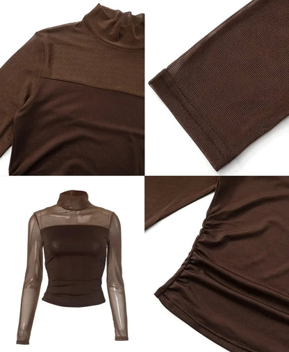 Éclat™ Sheer Mesh Turtleneck Top