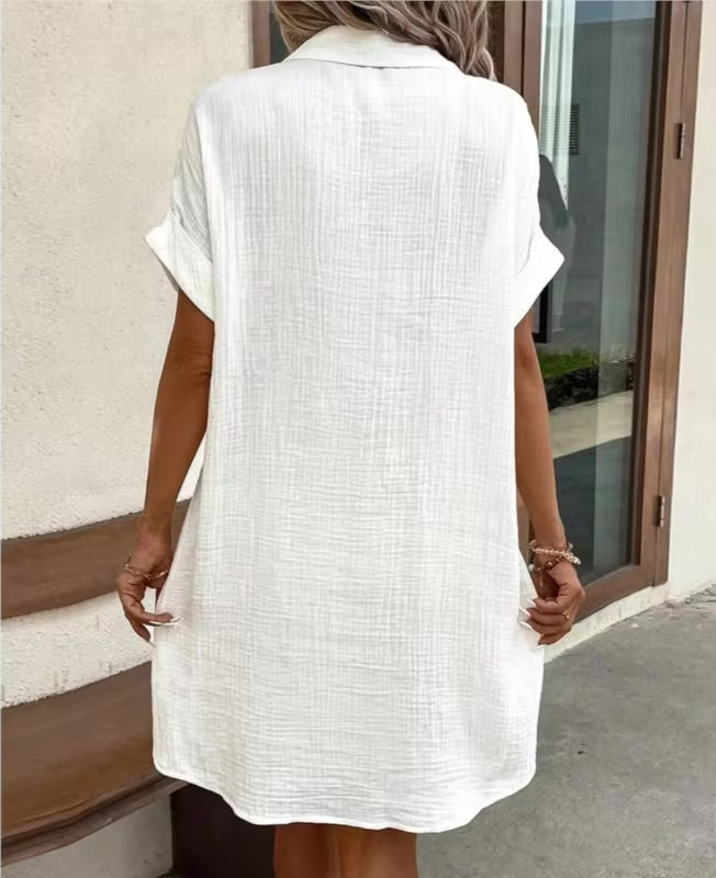 Monaco Women's Button Down Polo Style Shirt Dress With Pockets