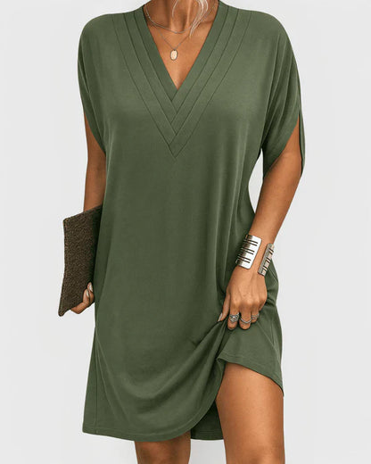 Evelyn V-Neck Short Sleeve Comfortable & Chic Dress
