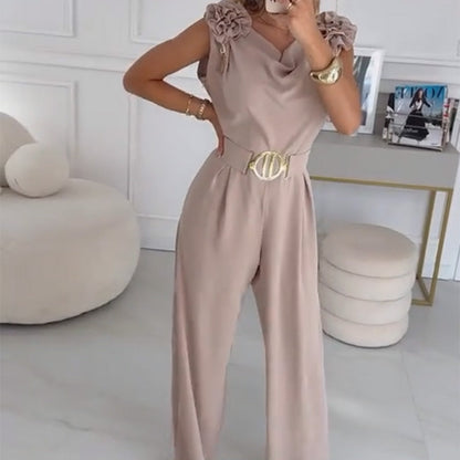 Women's Floral-Embellished Sleeveless Jumpsuit