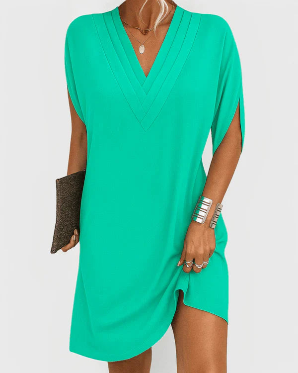 Evelyn V-Neck Short Sleeve Comfortable & Chic Dress