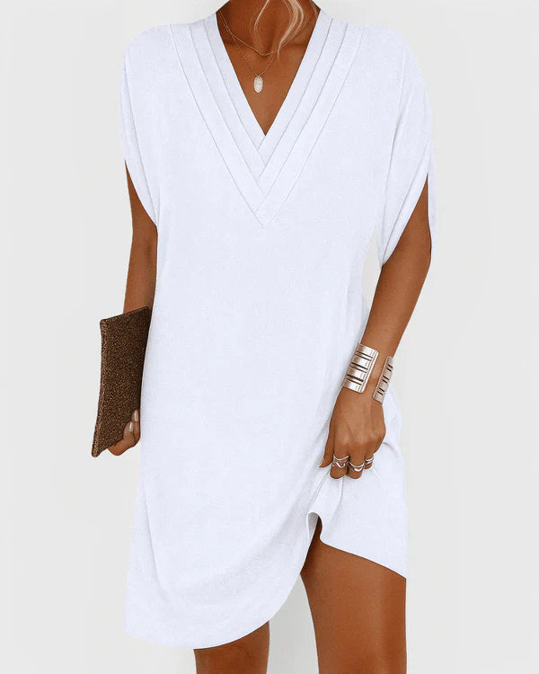 Evelyn V-Neck Short Sleeve Comfortable & Chic Dress